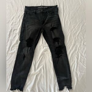 American Eagle black ripped skinny jeans. Size 10 regular